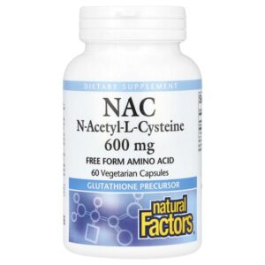NAC N-ацетил-L цистеин, 600 мг, 60 вегетарианских капсул — Natural Factors