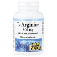 L-аргинин, 500 мг, 90 вегетарианских капсул — Natural Factors