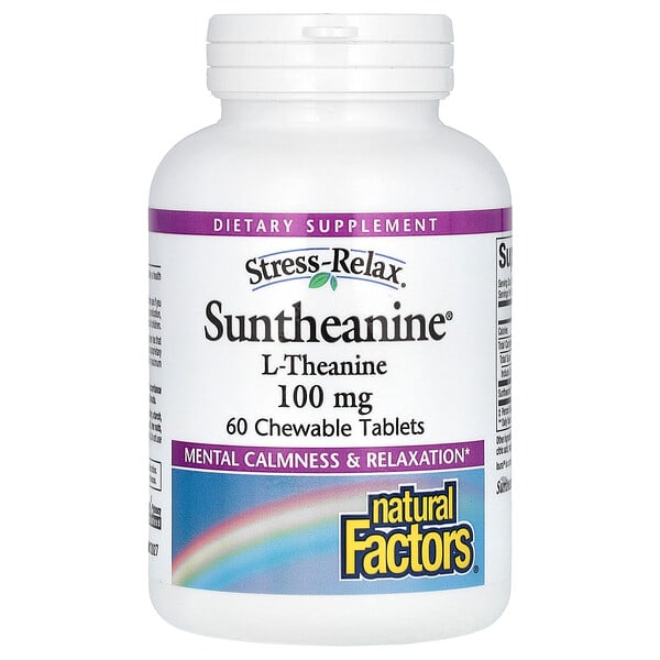 nfs02832_v_39.jpg Stress-Relax, Suntheanine, L-теанин, 100 мг, 60 жевательных таблеток — Natural Factors