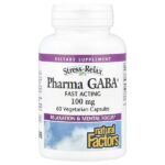 Stress-Relax®, Pharma GABA®, 100 мг, 60 вегетарианских капсул — Natural Factors