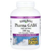 Stress-Relax®, Pharma GABA®, 100 мг, 120 жевательных таблеток — Natural Factors