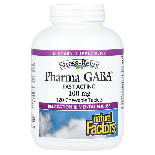 nfs02838_v_24.jpg Stress-Relax®, Pharma GABA®, 100 мг, 120 жевательных таблеток — Natural Factors