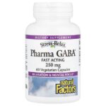 Stress-Relax®, Pharma GABA®, 250 мг, 60 вегетарианских капсул — Natural Factors