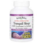 Stress-Relax, Tranquil Sleep, добавка для здорового сна, 60 жевательных таблеток — Natural Factors