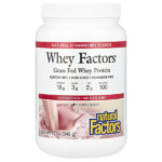 Whey Factors, сывороточный протеин травяного откорма, натуральная клубника, 340 г (12 унций) — Natural Factors