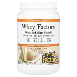 Whey Factors, 100% натуральный сывороточный белок, без ароматизаторов, 12 унций (340 г) — Natural Factors