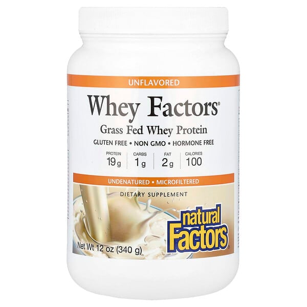nfs02929_v_28.jpg Whey Factors, 100% натуральный сывороточный белок, без ароматизаторов, 12 унций (340 г) — Natural Factors