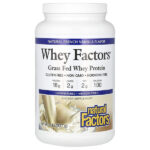 Whey Factors, сывороточный протеин от коров травяного откорма, натуральная французская ваниль, 907 г (2 фунта) — Natural Factors