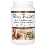 Whey Factors, сывороточный белок молока коров травяного откорма, с натуральным вкусом «двойной шоколад», 907 г (2 фунта) — Natural Factors