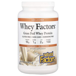 Whey Factors®, сывороточный протеин травяного откорма, без добавок, 907 г (2 фунта) — Natural Factors