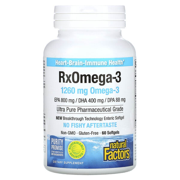 nfs03548_v_46.jpg RxOmega-3, 60 мягких таблеток (630 мг в 1 капсуле) — Natural Factors