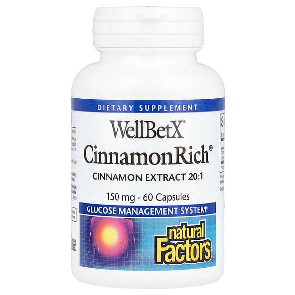 nfs03590_v_30.jpg WellBetX®, CinnamonRich®, 150 мг, 60 капсул — Natural Factors