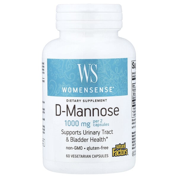nfs04503_v_8.jpg Womensense®, D-манноза, 60 вегетарианских капсул (500 мг в 1 капсуле) — Natural Factors