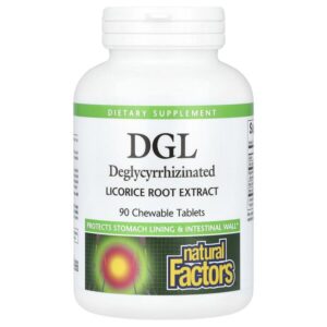 DGL, глицирризинат солодки (экстракт корня), 90 жевательных таблеток — Natural Factors