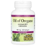 масло орегано, 180 мг, 60 капсул — Natural Factors
