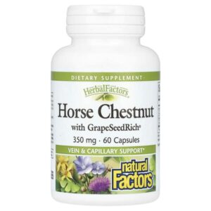 HerbalFactors, конский каштан с GrapeSeedRich, 350 мг, 60 капсул — Natural Factors
