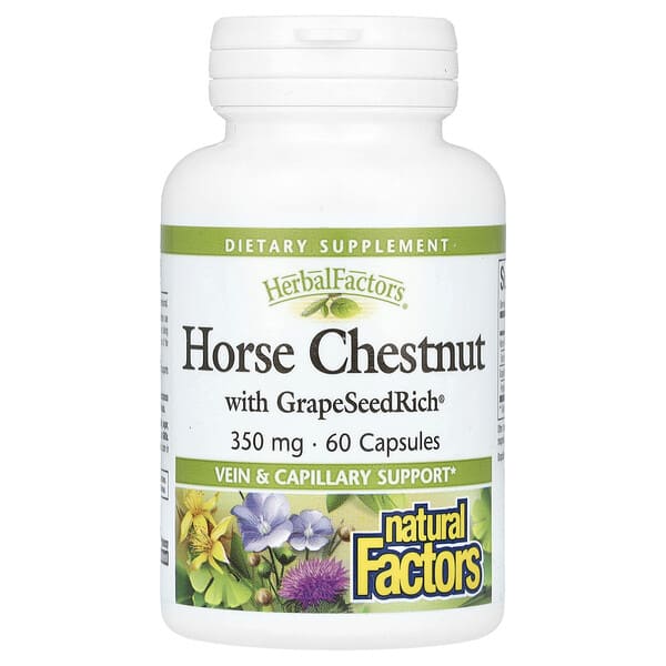 nfs04590_v_40.jpg HerbalFactors, конский каштан с GrapeSeedRich, 350 мг, 60 капсул — Natural Factors
