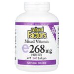 смешанный витамин E, 268 мг (400 МЕ), 240 мягких таблеток — Natural Factors