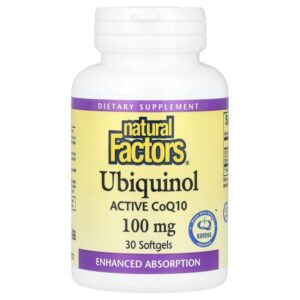 убихинол, активный коэнзим Q10, 100 мг, 30 капсул — Natural Factors