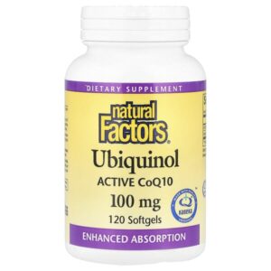 Убихинол, QH-активный коэнзим Q10, 100 мг, 120 желатиновых капсул — Natural Factors