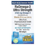 RxOmega-3, повышенной силы действия с витамином D3, 60 мягких таблеток — Natural Factors