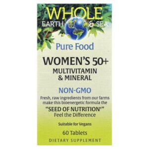 Whole Earth & Sea®, мультивитамины и минералы для женщин старше 50 лет, 60 таблеток — Natural Factors
