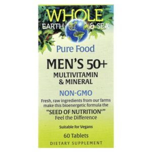 Whole Earth & Sea, мультивитаминный и минеральный комплекс для мужчин старше 50 лет, 60 таблеток — Natural Factors