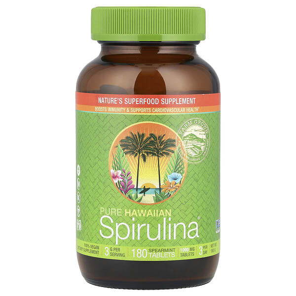 nhi40036_v_37.jpg Pure Hawaiian Spirulina®, мята колосистая, 1000 мг, 180 таблеток — Nutrex Hawaii