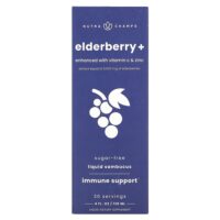 Elderberry +, обогащенная витамином C и цинком, натуральные ягоды, 120 мл (4 жидк. унц.) — NutraChamps
