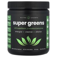 Super Greens с суперпродуктами, пробиотиками и ферментами, натуральные ягоды, 258 г (9,10 унции) — NutraChamps