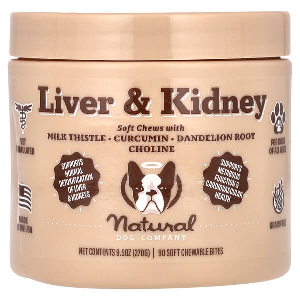 nld00136_v_8.jpg Liver & Kidney, для собак, для всех возрастов, 90 жевательных таблеток, 270 г (9,5 унции) — Natural Dog Company