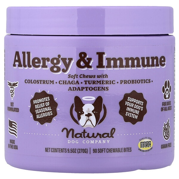 nld00291_v_8.jpg Allergy & Immune, добавка для собак всех возрастов, 90 жевательных таблеток, 270 г (9,5 унции) — Natural Dog Company