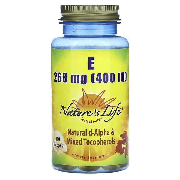nli00203_v_8.jpg витамин E, 268 мг (400 МЕ), 100 капсул — Nature's Life