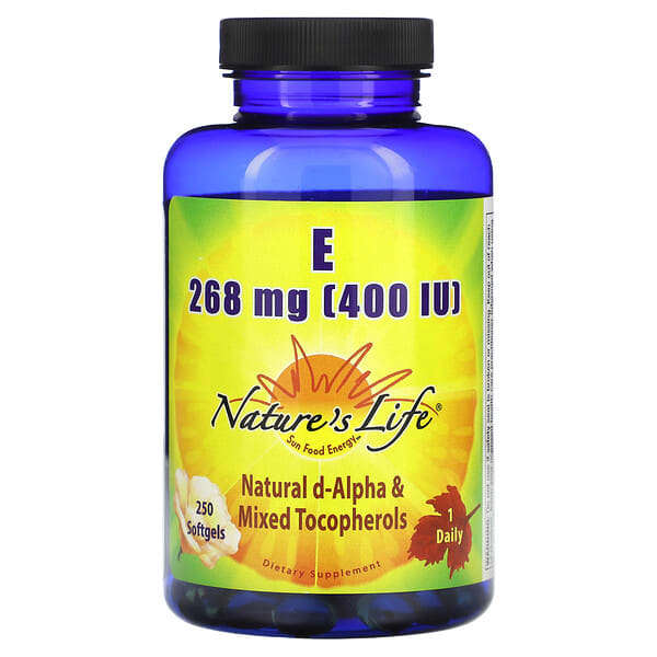 nli00204_v_8.jpg Витамин E, 268 мг (400 МЕ), 250 мягких таблеток — Nature's Life