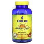 Витамин C с био-розой, 1000 мг, 250 вегетарианских капсул — Nature's Life