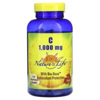 Витамин C с био-розой, 1000 мг, 250 вегетарианских капсул — Nature's Life