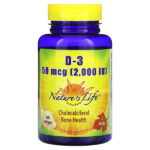 D-3, 50 мкг (2000 МЕ), 240 мягких таблеток — Nature's Life