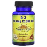D-3, 50 мкг, 120 мягких таблеток — Nature's Life