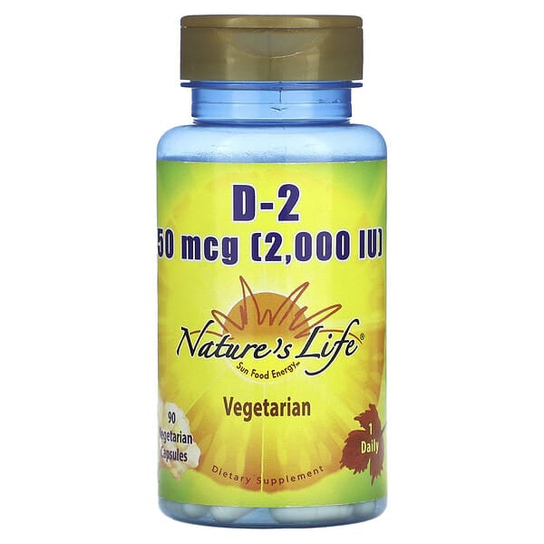 nli13236_v_8.jpg Витамин D2, 50 мкг (2000 МЕ), 90 вегетарианских капсул — Nature's Life