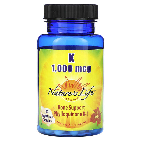 nli13875_v_8.jpg Витамин К, 1000 мкг, 50 вегетарианских капсул — Nature's Life
