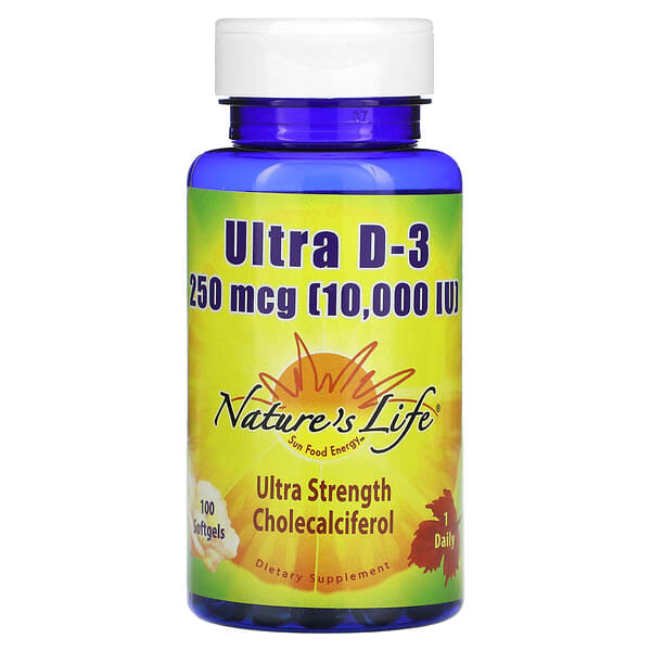 nli29359_v_8.jpg Ultra D-3, 250 мкг (10 000 МЕ), 100 мягких таблеток — Nature's Life