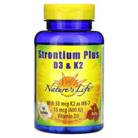 Strontium Plus, витамины D3 и K2, 60 таблеток — Nature's Life