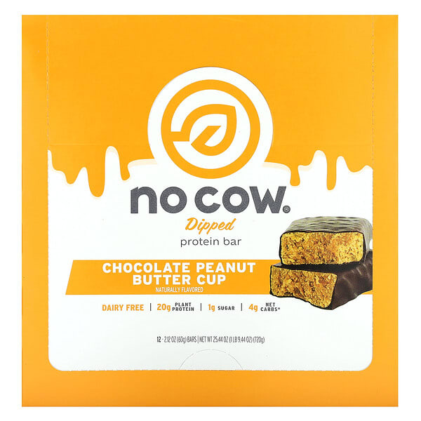 noc00599_v_59.jpg протеиновый батончик в глазури, со вкусом шоколада и арахисовой пасты, 12 шт. по 60 г (2,12 унции) — No Cow