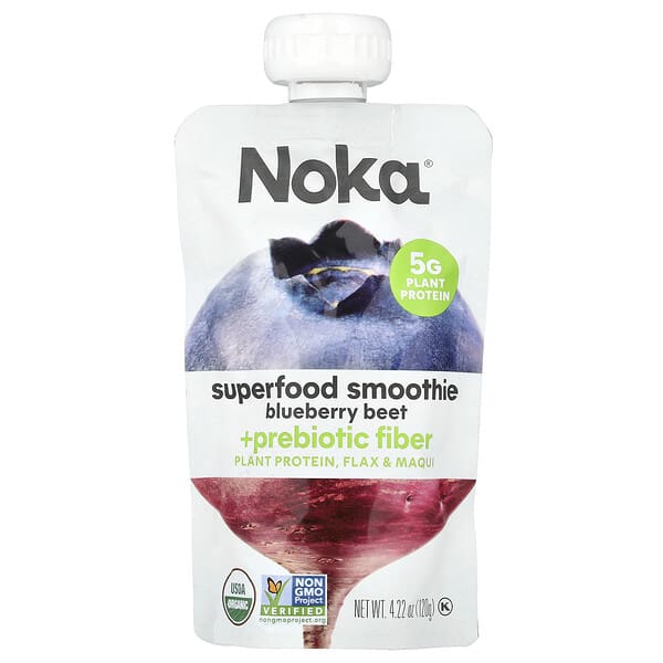 nok00600_v_10.jpg Noka, Смузи из суперфудов с пребиотической клетчаткой, черничная свекла, 120 г (4,22 унции)