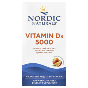 Витамин D3 5000, апельсин, 125 мкг (5000 МЕ), 120 мягких таблеток — Nordic Naturals
