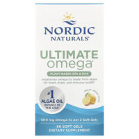 Ultimate Omega®, растительные ЭПК и ДГК, со вкусом лимона, 60 капсул (605 мг в 1 капсуле) — Nordic Naturals