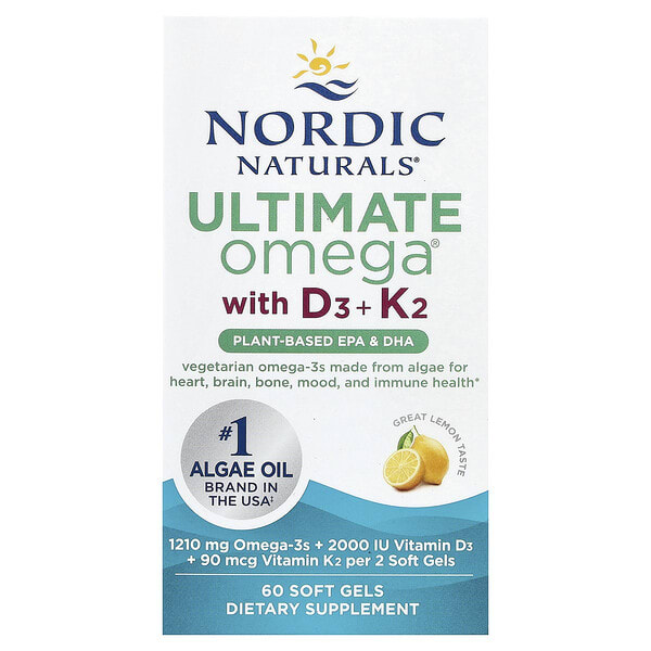 nor01613_v_20.jpg Ultimate Omega®, растительные добавки с витаминами D3 и K2, со вкусом лимона, 60 мягких таблеток — Nordic Naturals