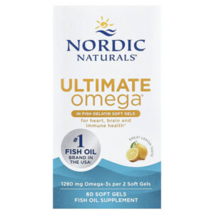 Ultimate Omega®, омега-3 кислоты, со вкусом лимона, 60 капсул (640 мг в 1 капсуле) — Nordic Naturals