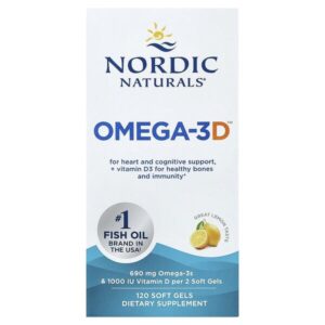 Omega-3D™, омега-3 с витамином D, с лимонным вкусом, 120 капсул — Nordic Naturals