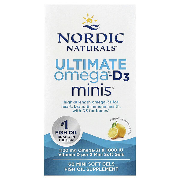 nor06105_v_93.jpg Ultimate Omega®-D3 2X, лимон, 60 мини-капсул — Nordic Naturals